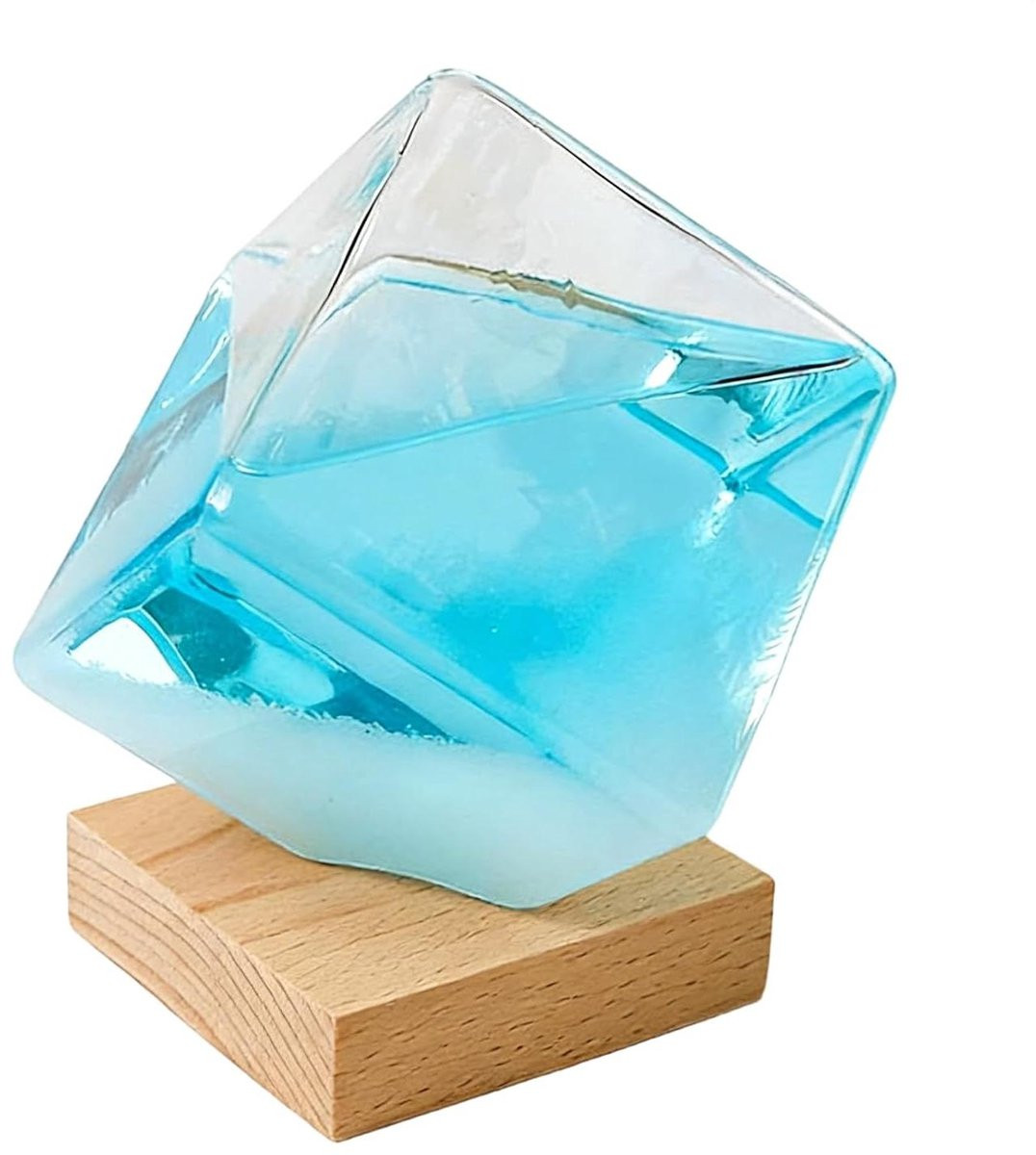 Weersvoorspeller Glas Stormglas Barometer Blauw 11 x 11 cm