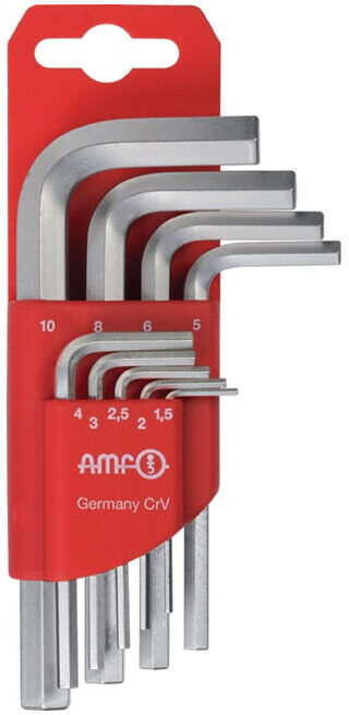 Set de 9 clés hexagonales AMF 6KT SW1,5-10mm ISO2936 avec porte-clefs i.Ku. (46789)
