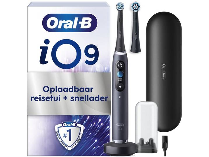 Oral-B iO9N elektrische tandenborstel, zwart onyx, Bluetooth-verbinding, slimme model, diepe reiniging