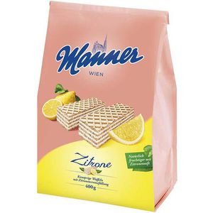Manner Waffeln Schnitten Zitrone, laktosefrei & vegan, mit Zitronencreme, 400 g