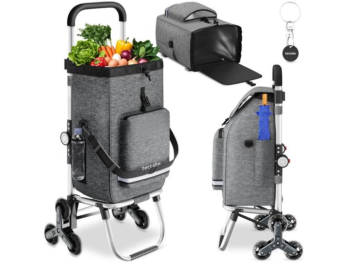 Chariot de courses SHOPPER 3 en 1 pliable avec sac isotherme - gris