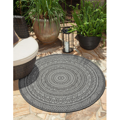 Teppich THE CARPET "Mistra", grau (anthrazit), H:1mm Ø:120cm, Polypropylen, Teppiche, Teppich