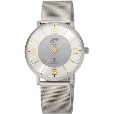 Funkuhr ETT "Atacama", grau (stahlgrau), Armbanduhren, Damen, Funkuhr, Armbanduhr, Solar, Damenuhr, Herrenuhr, Edelstahlarmband, analog