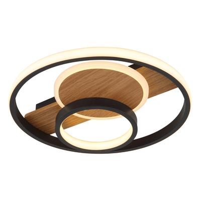 GLOBO LIGHTING Deckenleuchte "PIKARA", braun (holzoptik), Ø 34,5cm H: 6cm, 1 Stk., Leuchten, Deckenlampe Wohnzimmer-Leuchte Schlafzimmer-Leuchte Flur Küche, Deckenleuchte
