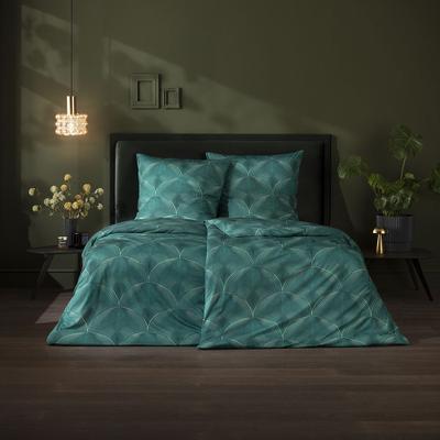 Bettwäsche ESTELLA "Otto", grün (581, blautanne), B/L: 155cm x 220cm, 1 Stk., 1 Stk., Mako-Interlock-Jersey, B/L: 80cm x 80cm, 2, Mako-Interlock-Jersey, Obermaterial: 100% Baumwolle, Bettwäsche, Bettwäsche, Gefertigt aus hochwertigem...
