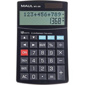 Maul Taschenrechner MTL 600, mit MwSt-Berechnung, 12-stelliges LC-Display, Solar- & Batteriebetrieb