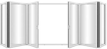 "KaMic Elite-Fold 192"" x 96"" 6-Panel Aluminum Folding Door in White with Hidden Hinges & Rollers, Dual Open Outward Folding"