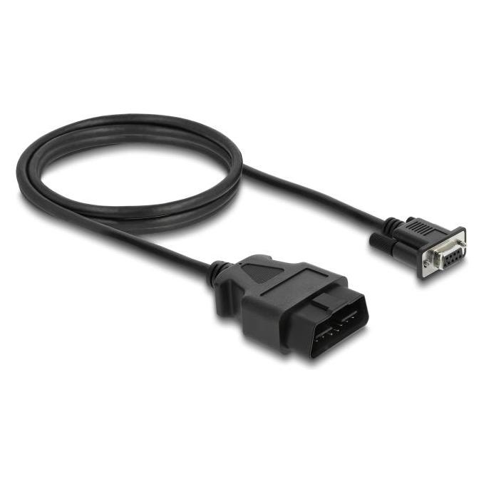 Delock Adapterkabel OBD-2 Stecker auf Sub-D 9 Pin Buchse mit Schrauben 1,15 m (64353)