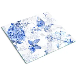 GLASPLATTE 60x52 cm Blumenmuster