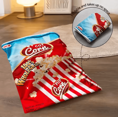 Inspire Curations CozyBurrow Collapsible Cat Tunnel With Plush Ball Toy popcorn