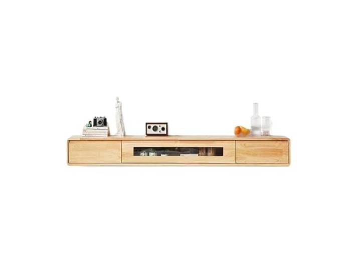 TV-Ständer Wandmontierter TV-Schrank aus Holz, moderne Unterhaltung Kontrollzentrum for Wohnzimmer(Natural)
