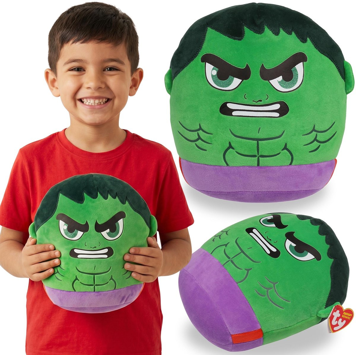Squishy Beanies TY Marvel Hulk decoratief kussen - Ronde mascotte - 22 cm