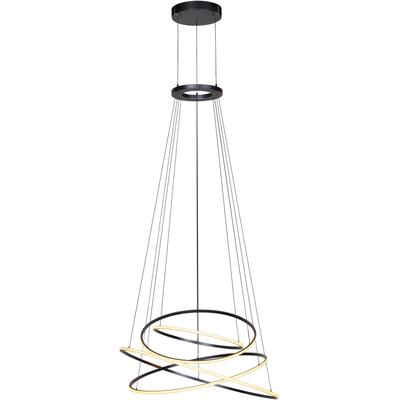 NEUHAUS PURE LED Pendelleuchte "PURE E-Flying Rings", schwarz (mystic grau), 1, Ø 110cm H: 150cm, 1 Stk., Leuchten, e-LIFT Funktion, CCT, dimmbar über Fernbedienung, LED Pendelleuchte