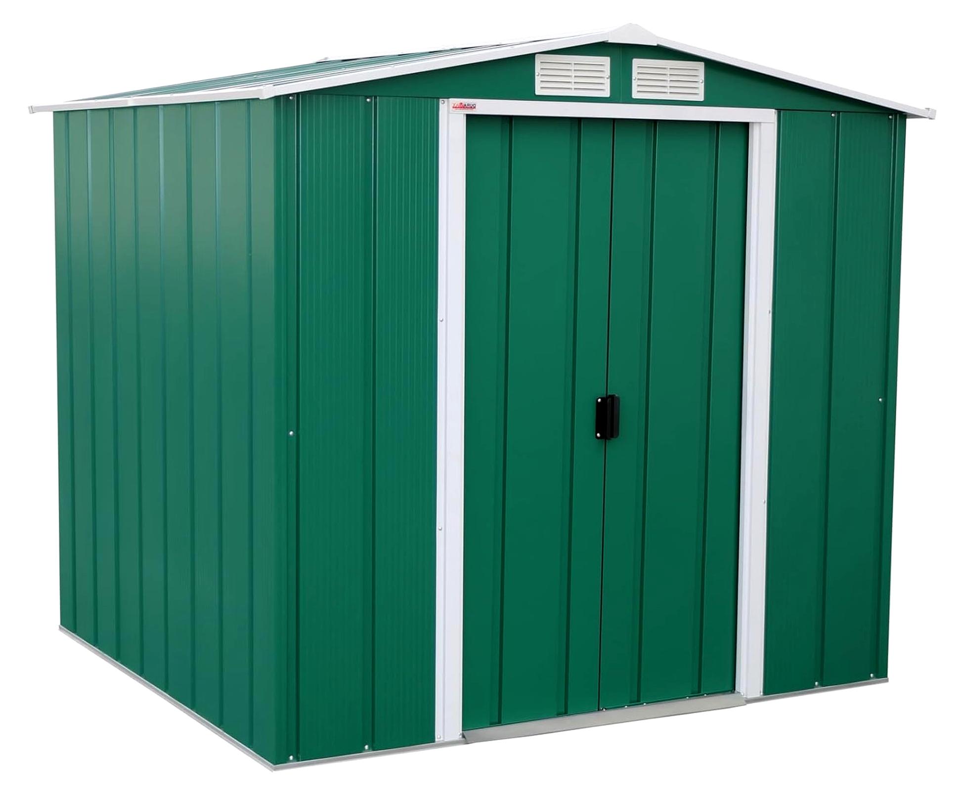 ECO 6 x 6 (3,33 m²) Metallgerätehaus, feuerverzinktes Metall, verstärkte Dachkonstruktion, wartungsfreier und wetterfester Metallschuppen, Grün
