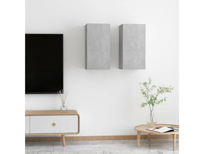 Makastle TV-Wandschrank 2er Set Betongrau 30,5x30x60 cm