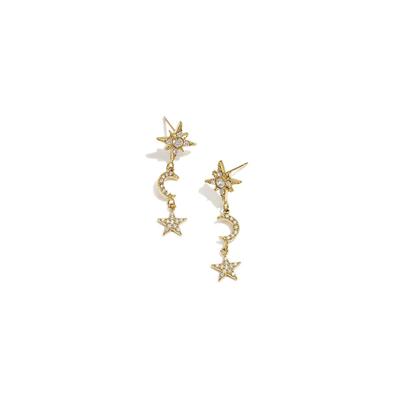 Paar Ohrhänger ADELIA´S "LIVAYA Ohrringe Ohrhänger Stern Mond aus Edelstahl mit Zirkon", Damen, Gr. Damen, Edelstahl, gold (goldfarben), Ohrringe, stylisch durch Stern- und Mondanhänger mit funkelndem Zirkonbesatz