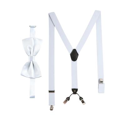 Hosenträger MASSI MORINO "Massi Morino Hosenträger-Set", Herren, Gr. 1, weiß, Obermaterial: 100% Polyester PES., Hosenträger, mit Fliege