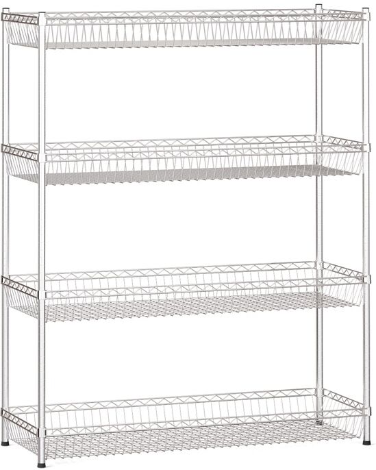 B2B Partner Drahtregal mit Körben, 1500 x 1200 x 450 mm, 4 Ablagen