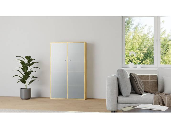 Klassische Vitrine nach Maß - Regal mit Glastüren Buche Natur geölt