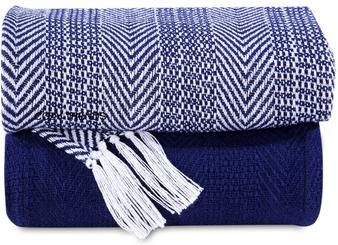 COZY TRENDS COLLECTION Handwoven Luxurious Cotton Sofa Couch Bed Throw Blankets All Season - Set of 2 (50''x60'')