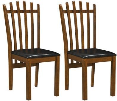 Costway Wooden Dining Chair Set of 2 with Spindle Back & PU Leather Seat-Black