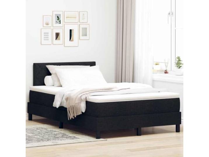 RJPLMFV Bett aus Stoff, Schwarz, 120 x 200 cm, mit verstellbarem Kopf Memoryschaum, Taschenfedern, Holz, Massivholz, modernes Design