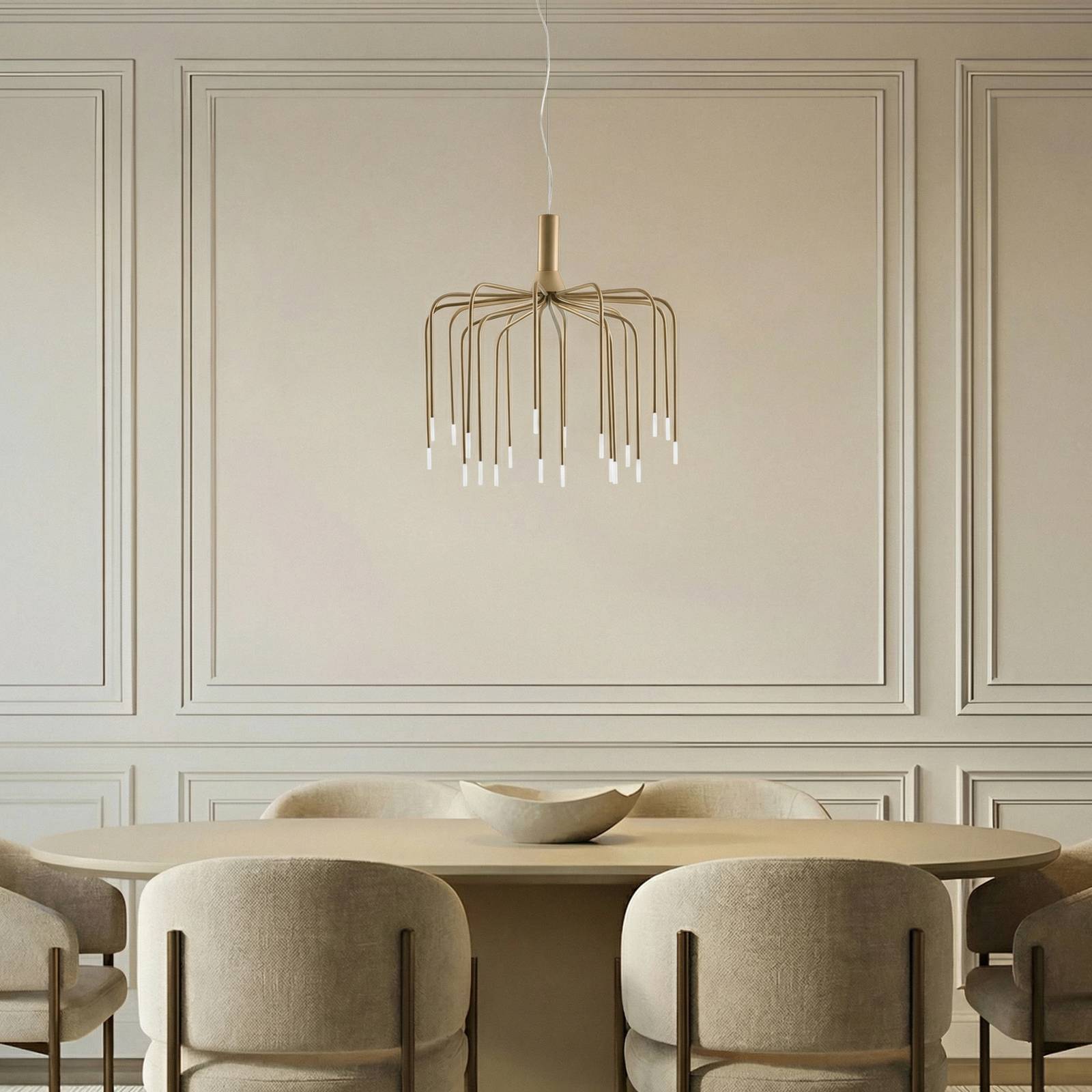 Hängelampe Ariadne Lucande, dimmbar, messing / gold, für Wohn- / Esszimmer, Metall, Modern, Pendelleuchte