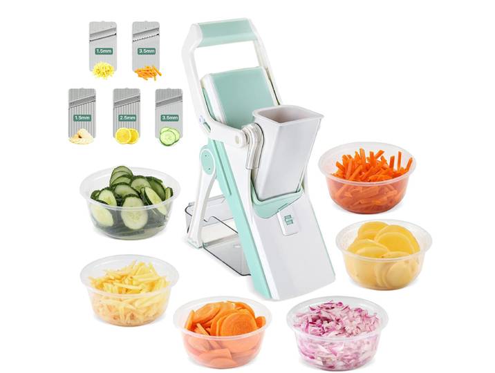 LMETJMA trancheuse Mandoline réglable trancheuse de légumes en acier inoxydable Julienne coupe-légumes sûr trancheuse d'oignon carotte KC0420