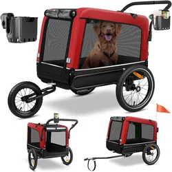 Kesser Hundeanhänger Boxer 3-in-1 Hundebuggy Jogger Fahrradanhänger (Hund, Reflektoren), Tiertransport