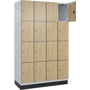 CP-Möbel Schließfachschrank Cambio, eiche, 16 Fächer, Stahl, 120 x 198cm, mit Zylinderschloss