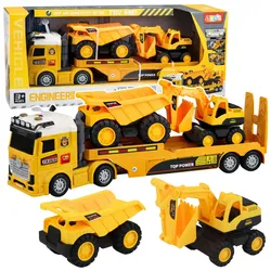 Baustellenfahrzeuge: LKW, Abschleppwagen, Bagger, Muldenkipper, Lichter, Sound