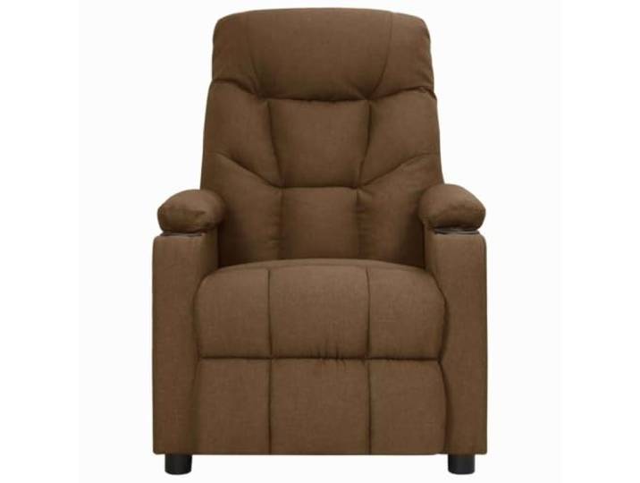 Sessel Ausziehbar mit Schwenkfunktion, Braun, Textil gepolstert Holz-Metallrahmen, 3 Rückenpositionen, Fußstütze, atmungsaktiv, Armlehnen breit
