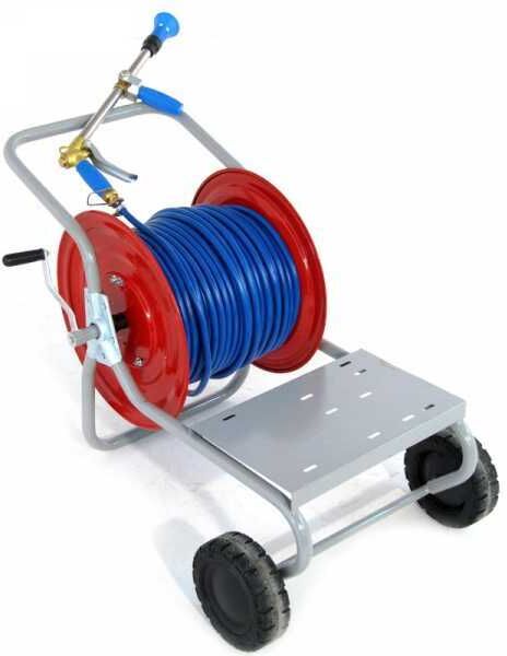 AgriEuro Premium Enrouleur sur chariot, tuyau 100 m 40 bar, lance mitraillette professionnelle