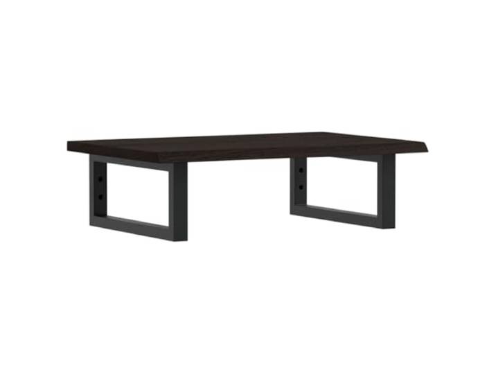 WEMYUFURN Waschtischplatte mit Halterung Stahl und Massivholz Eiche Schweberegal, Stahlhalterungen, Eichenholz-Platte, Wandmontage, ungebohrte Holzplatte, rechteckige Halterungen,