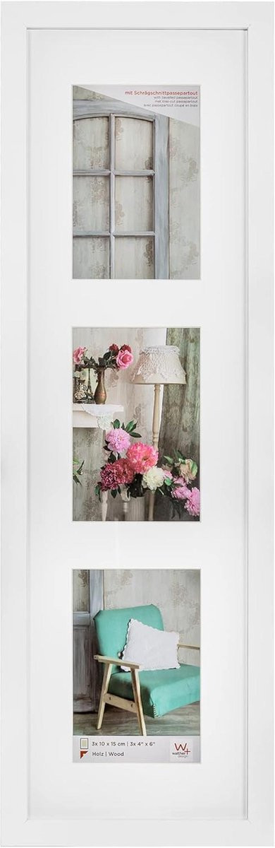 Set van 3 houten fotolijsten in Stockholm stijl - Wit - 10x15 cm