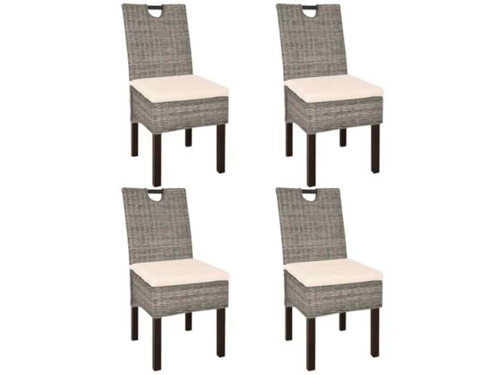 KDVXBCQJH 4er Set Esszimmerstühle aus Kubu-Rattan & Mangoholz Handgefertigte Rattanstühle für Küche und Wohnzimmer mit bequemen, abnehmbaren Sitzkissen und stabilem Holzrahmen.