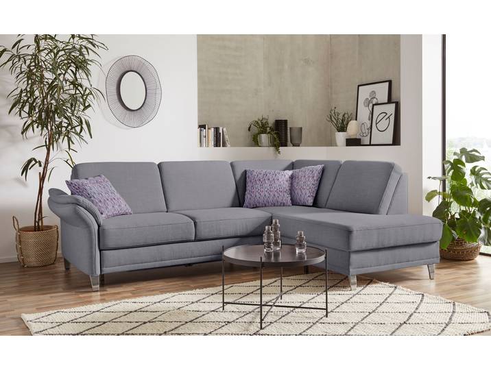 Ecksofa, Struktur, Grau 254×190 cm, Ottomane Rechts, Gepolstert, Sitzfläche Federkern, sit&more