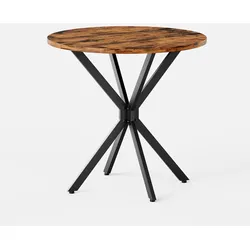 STILVORA Bistrotisch Spanplatte Vintagebraun-Schwarz 80x80x75 cm, rund, mit Stahl-X-Gestell