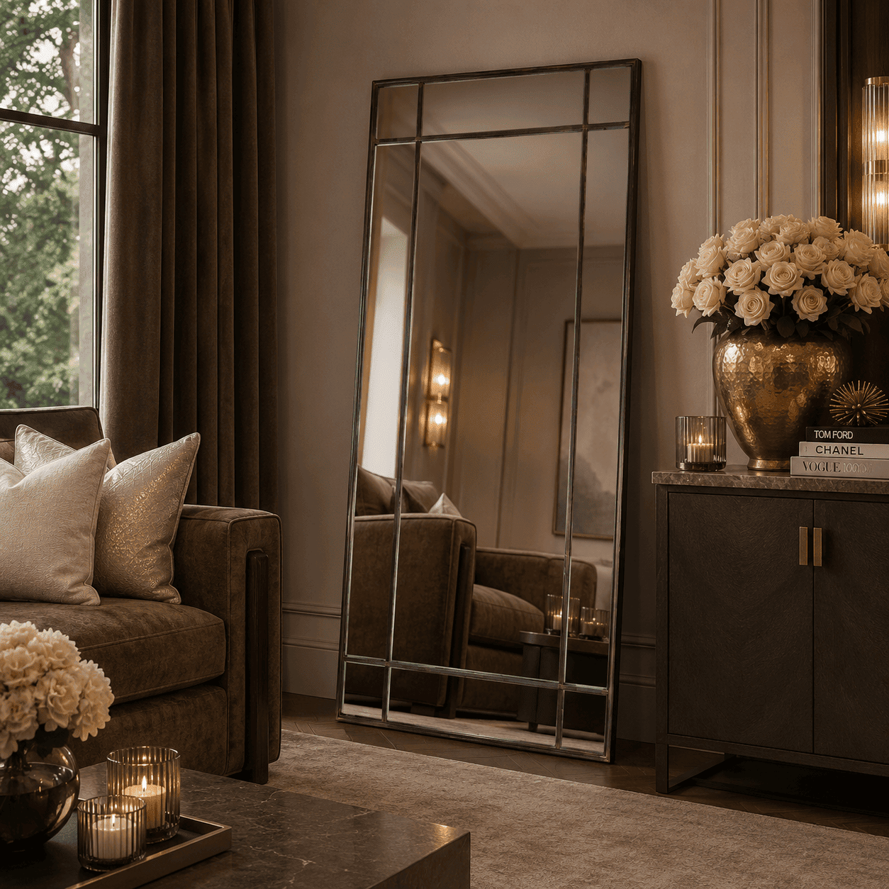 Bronx Floor Standing Antique Bronze Wall Mirror
