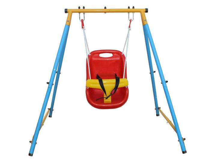 Babyschaukel mit Schaukelgestell Outdoor/Indoor, Blau, Metall, 112x112 cm, Freizeit & Co, Gartenspielzeug