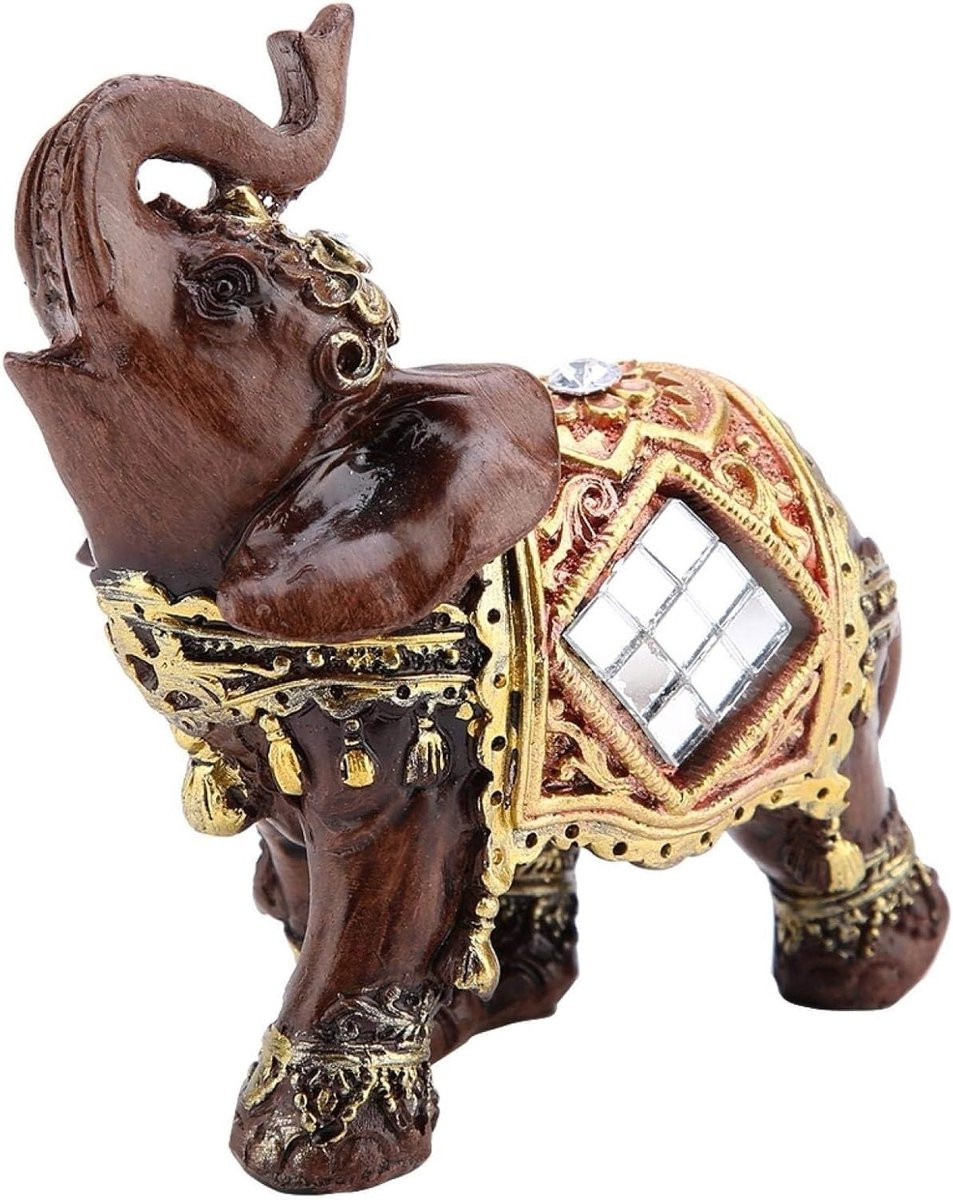 Houten olifant sculptuur voor bureau decoratie en geluk