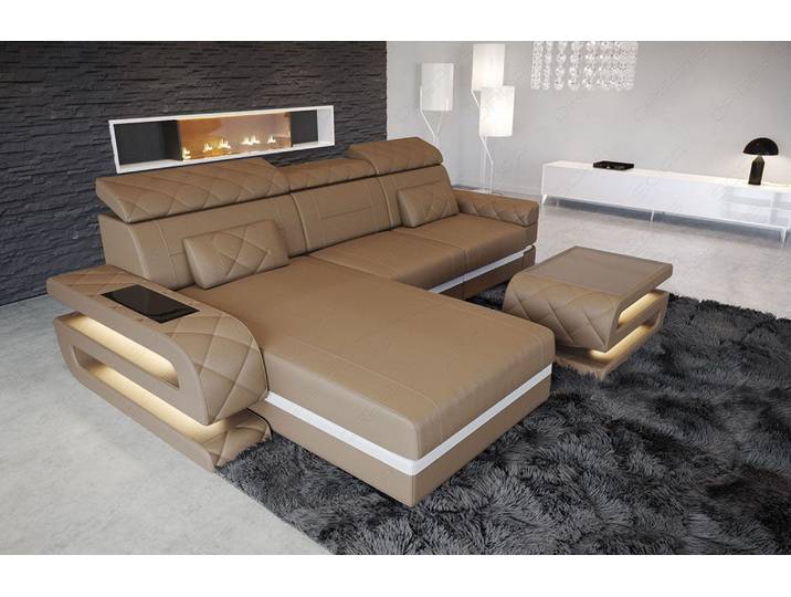 Couch Bologna L-Form in Leder