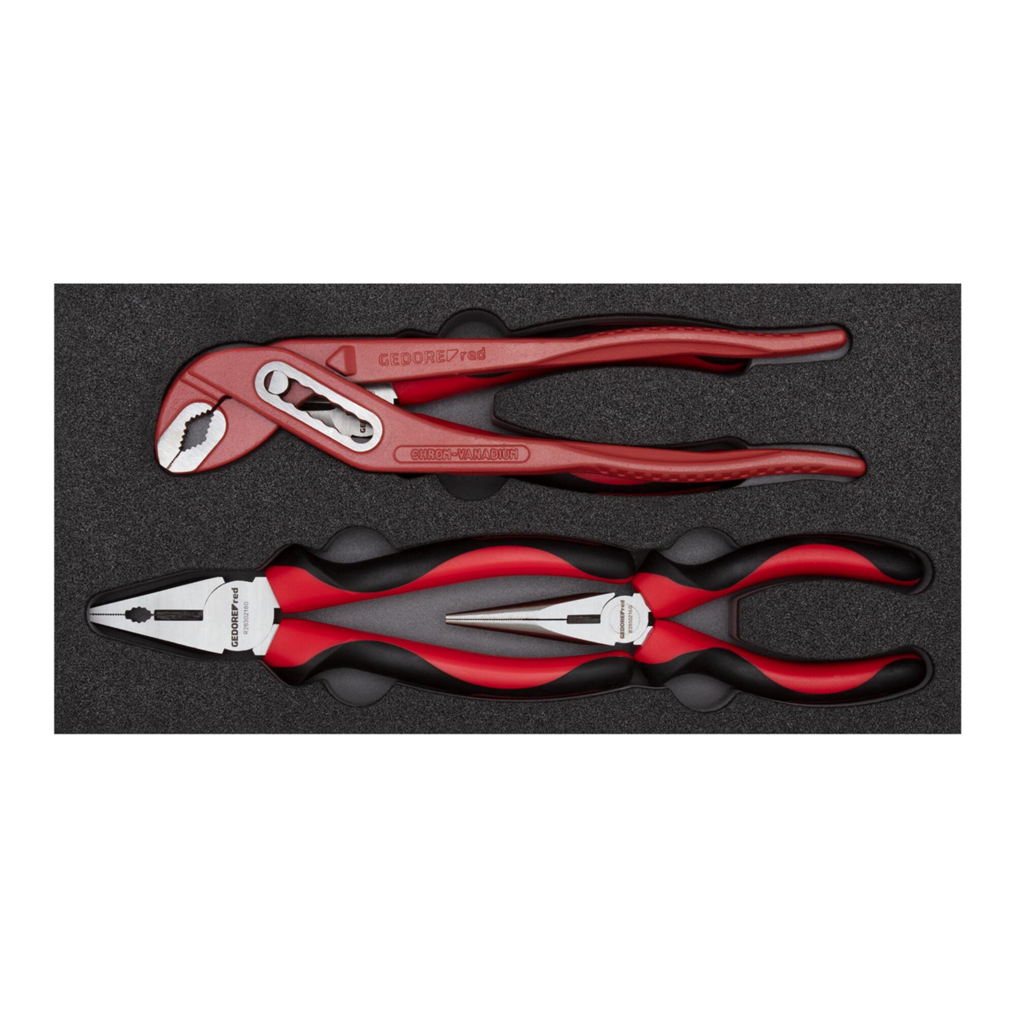 Gedore red Zangen-Satz, Werkzeug-Set mit Kombizange/Wasserpumpenzange/Flachrundzange/Seitenschneider, R22150018 (3301717)