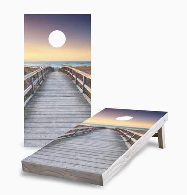 Skip's Garage Sunrise Beach Boardwalk Regulation 2x4 Cornhole Game Set