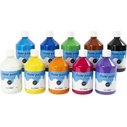 Temperafarben - Grundfarben, 10 x 500 ml