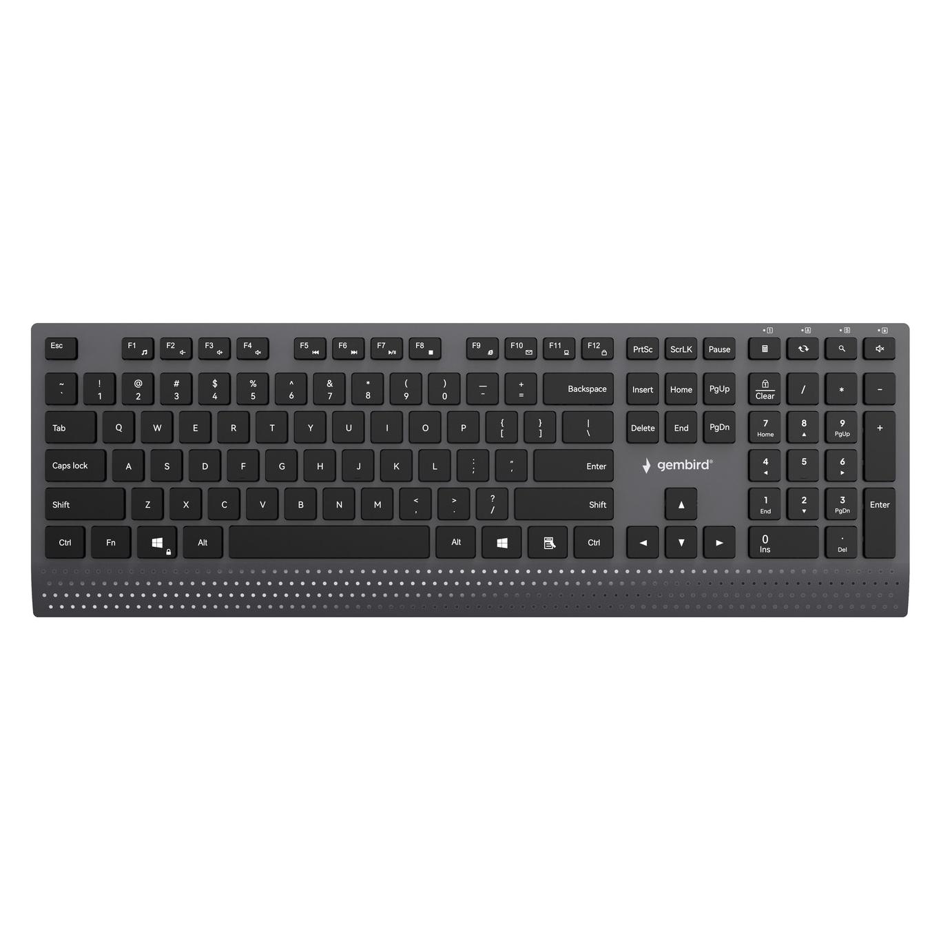 Gembird Klawiatura Slim Przewodowa Multimedialna Czarna USB-C Układ Us (Eng. Int., Kabelgebunden) (KB-MCH-06)