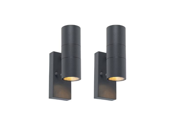 Set van 2 buiten wandlamp donkergrijs 2-lichts schemersensor -