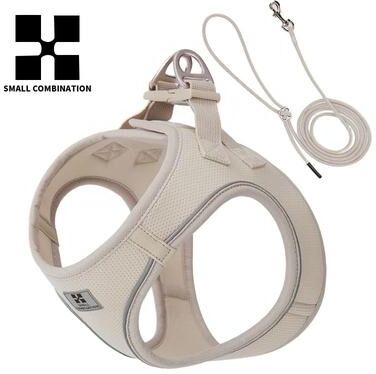 Inspired Finds Adjustable Reflective Dog Harness & Leash Set For Small & Medium Pets beige m