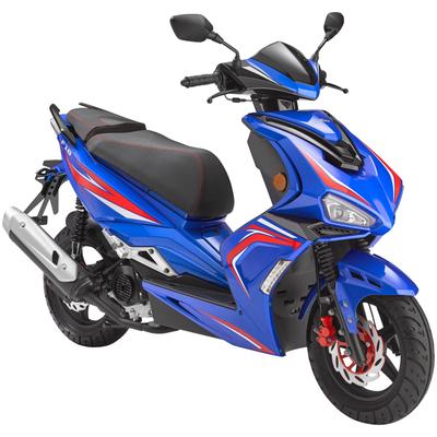 Motorroller LUXXON "F18", blau (blau, schwarz), Motorroller, 45 km/h, 2 Sitzplätze, für Erwachsene, Sportliches Design, 4-Takt Motor, B:71cm H:118cm L:185cm