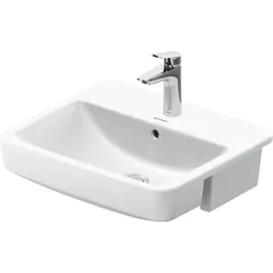 Duravit No.1 Halbeinbauwaschtisch, 1 Hahnloch, mit Überlauf, 550x460mm, Unterseite glasiert (für verbesserte Hygiene) (für verbesserte Hygiene), weiß, 03765500002